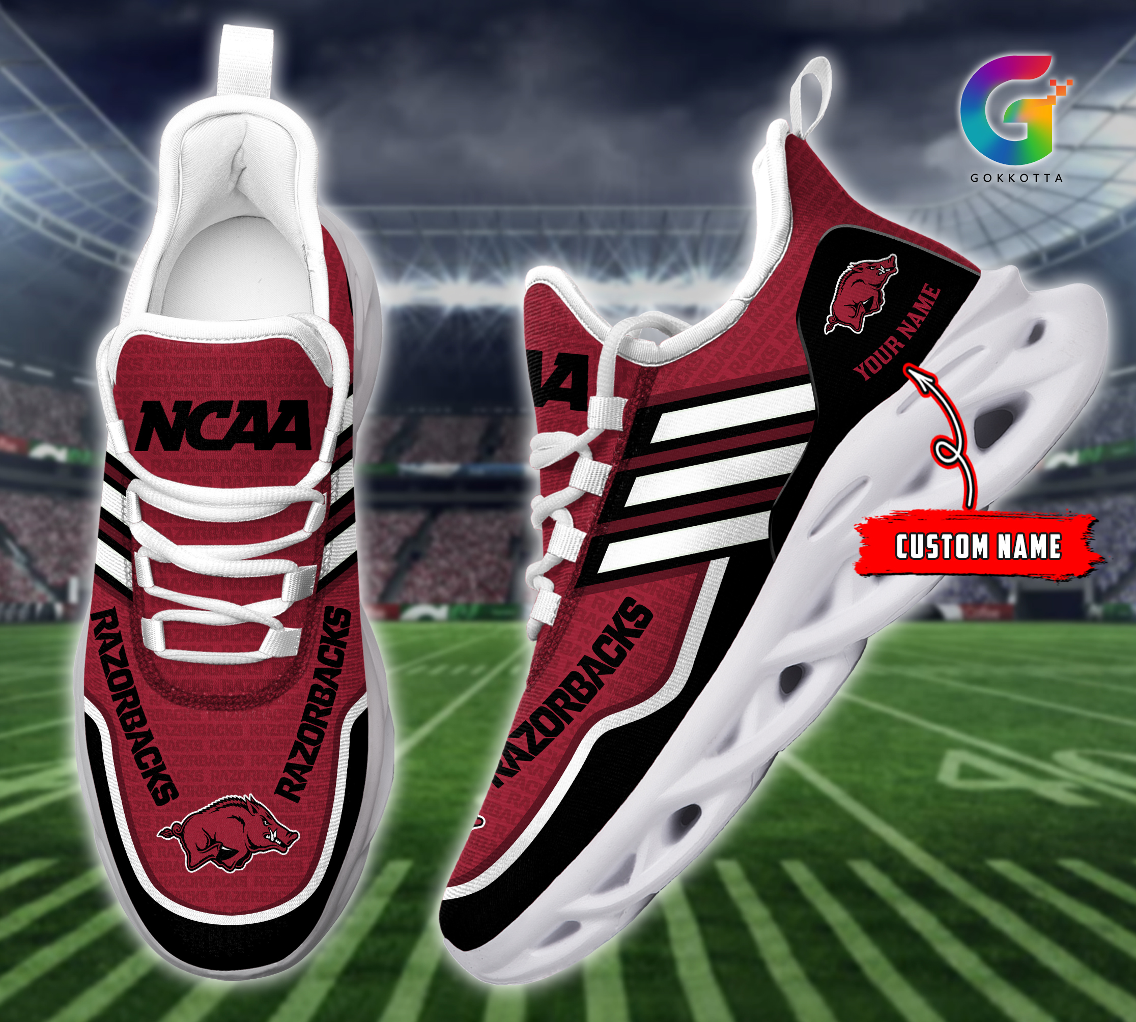 Arkansas Razorbacks NCAA Max Soul Shoes Sneakers For Men And Women