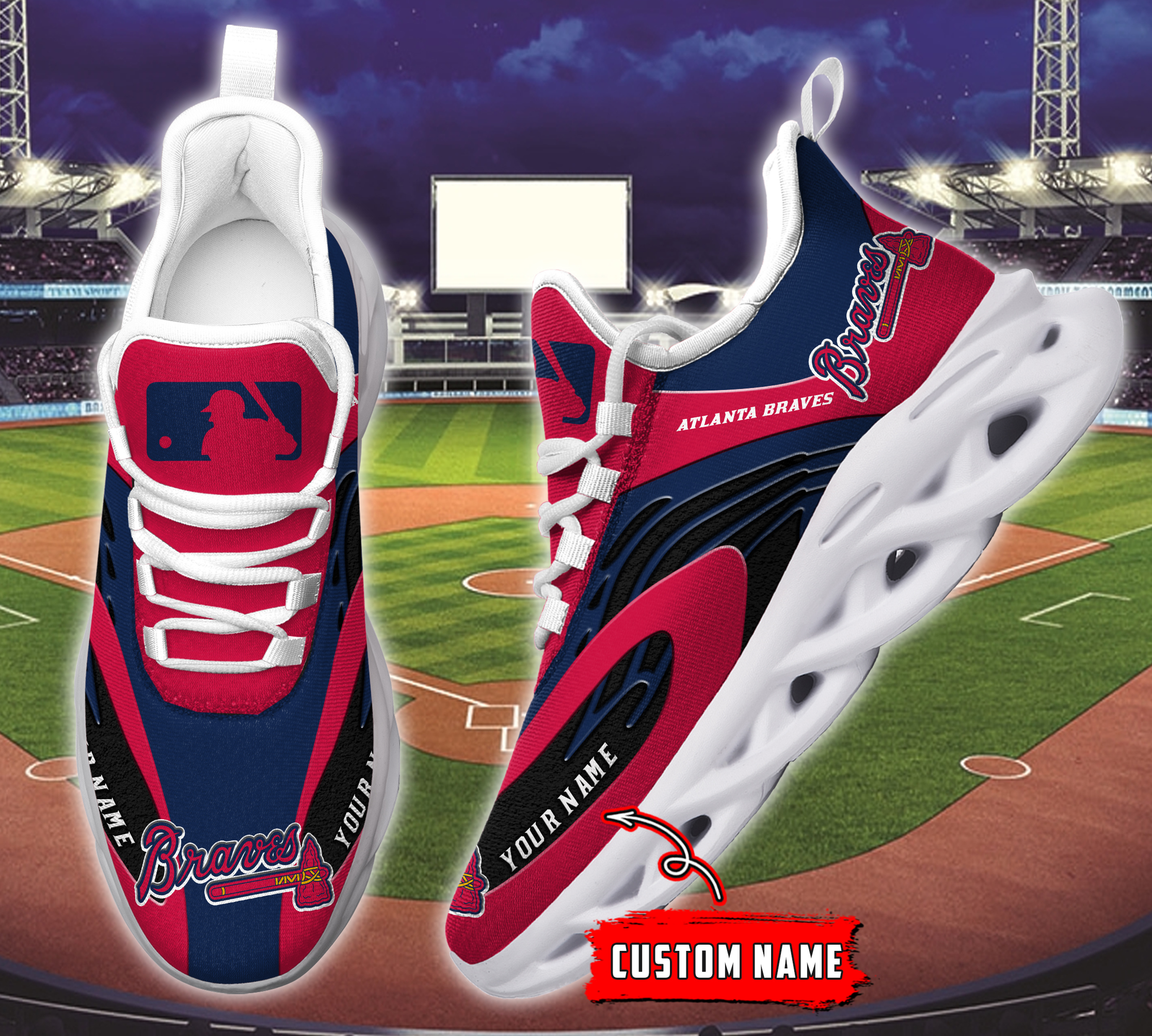 Atlanta Braves MLB Max Soul Shoes Sneakers For Men And Women