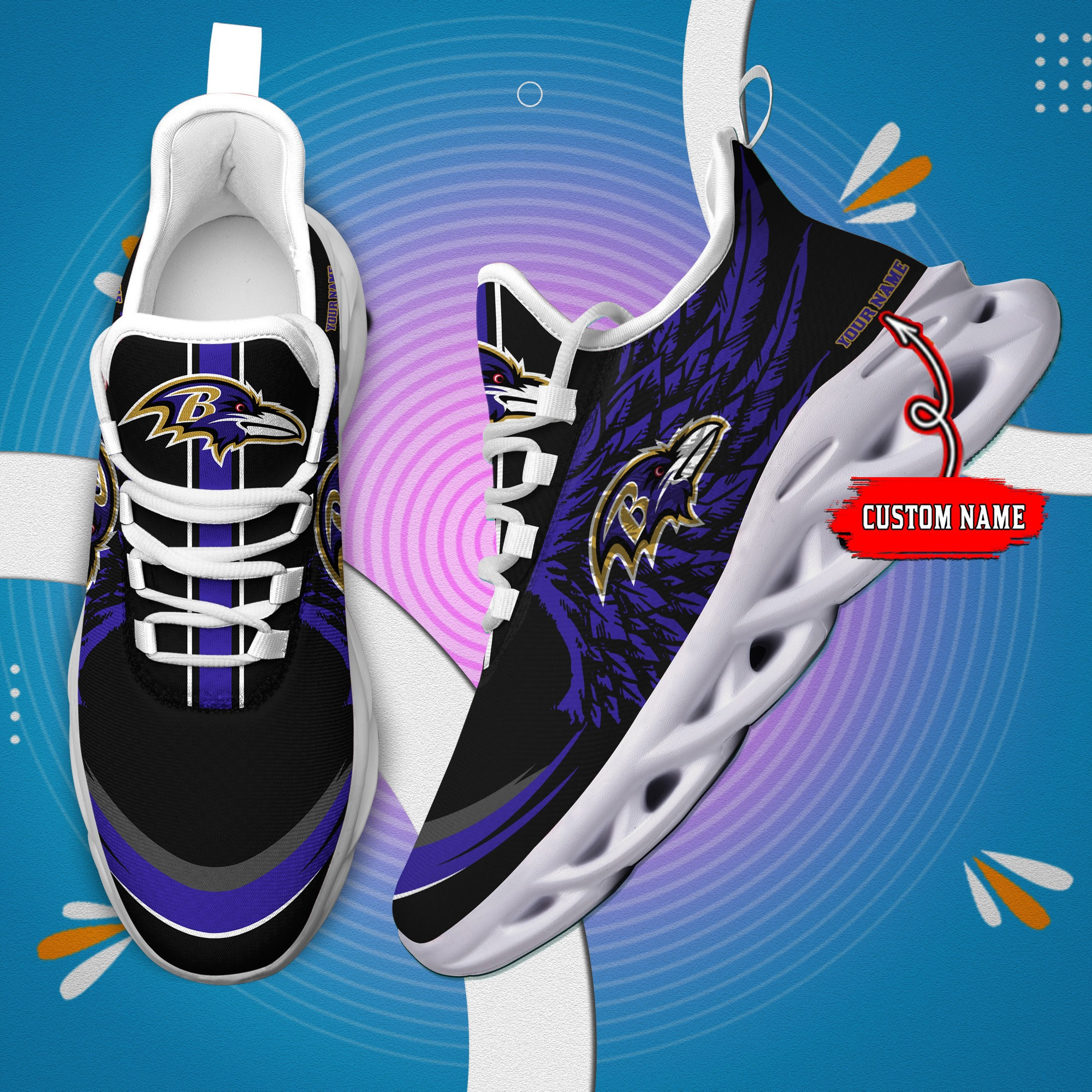 Baltimore Ravens NFL Max Soul Shoes Sneakers For Men And Women