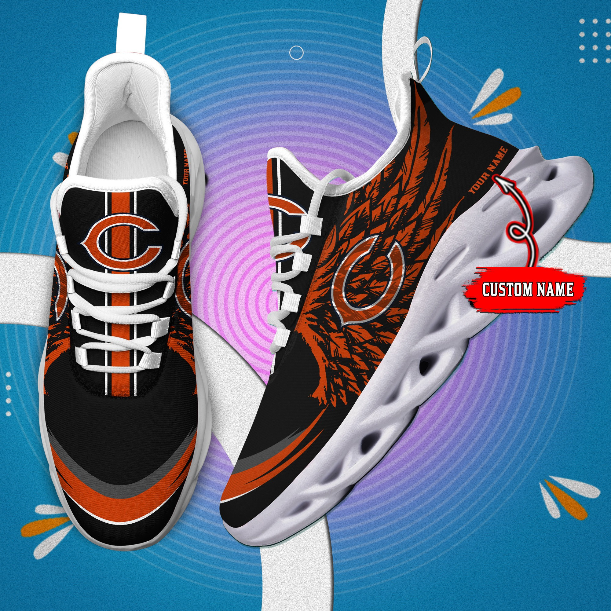 Chicago Bears NFL Max Soul Shoes Sneakers For Men And Women