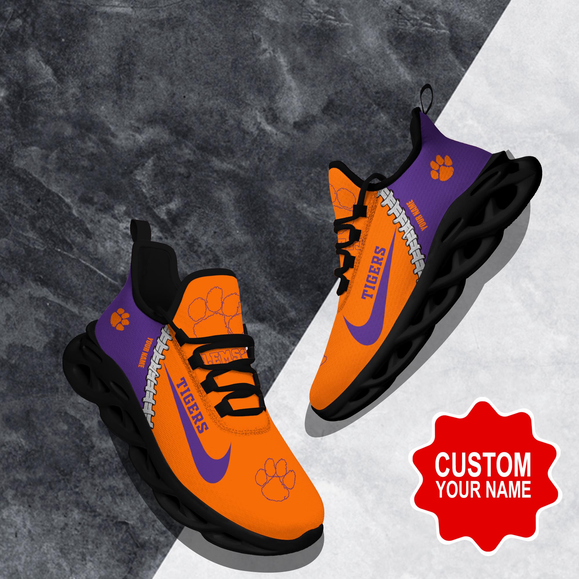 Clemson Tigers Max Soul Shoes Sneakers For Men And Women