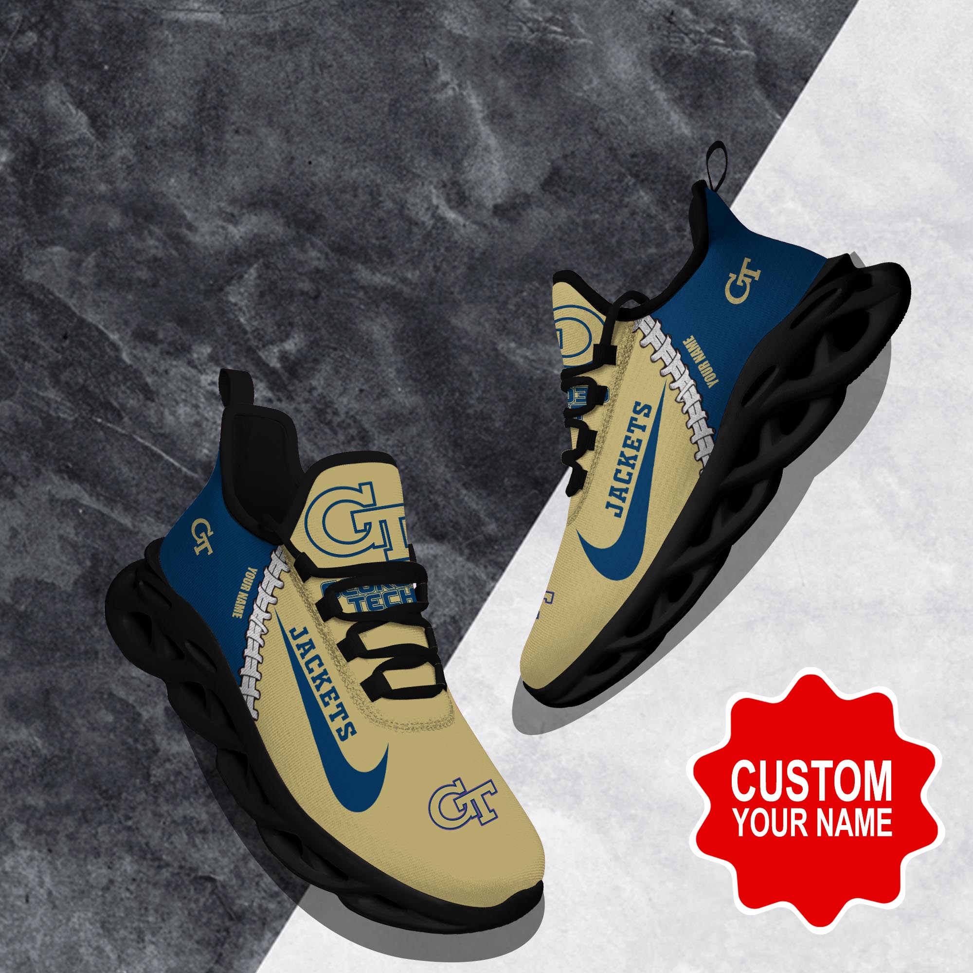 Georgia Tech Yellow Jackets Max Soul Shoes Sneakers For Men And Women
