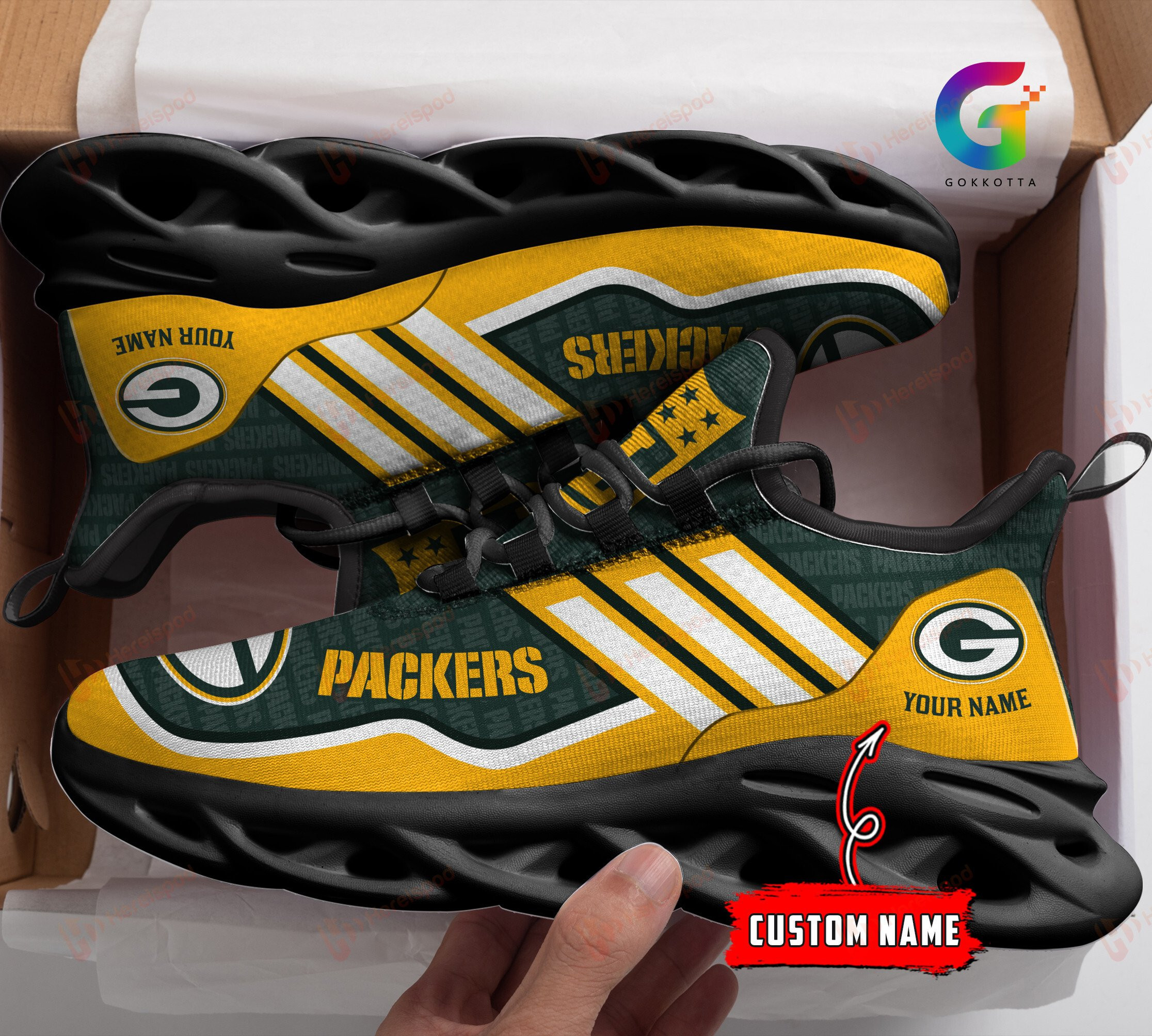 Green Bay Packers NFL Max Soul Shoes Sneakers For Men And Women