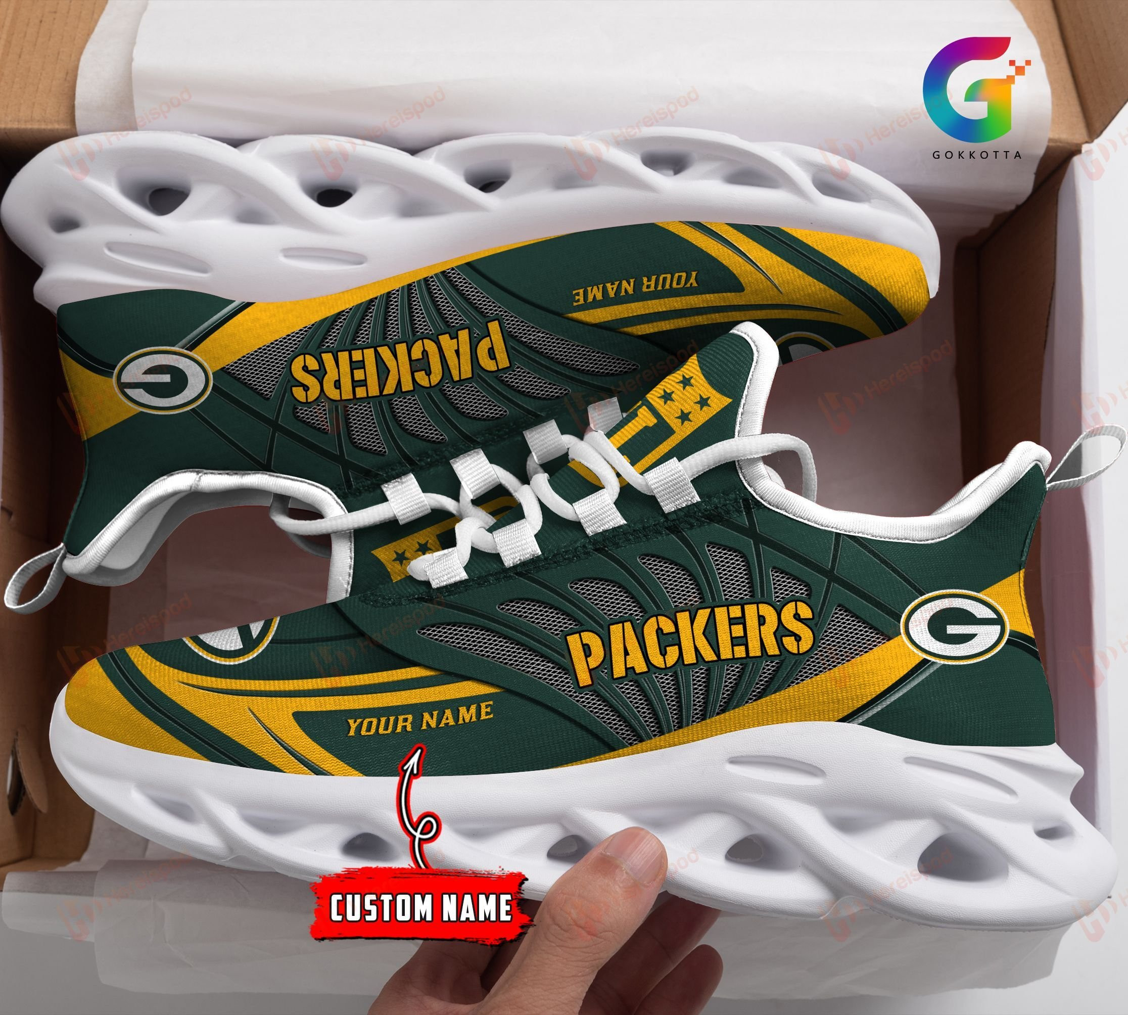 Green Bay Packers NFL Max Soul Shoes Sneakers For Men And Women