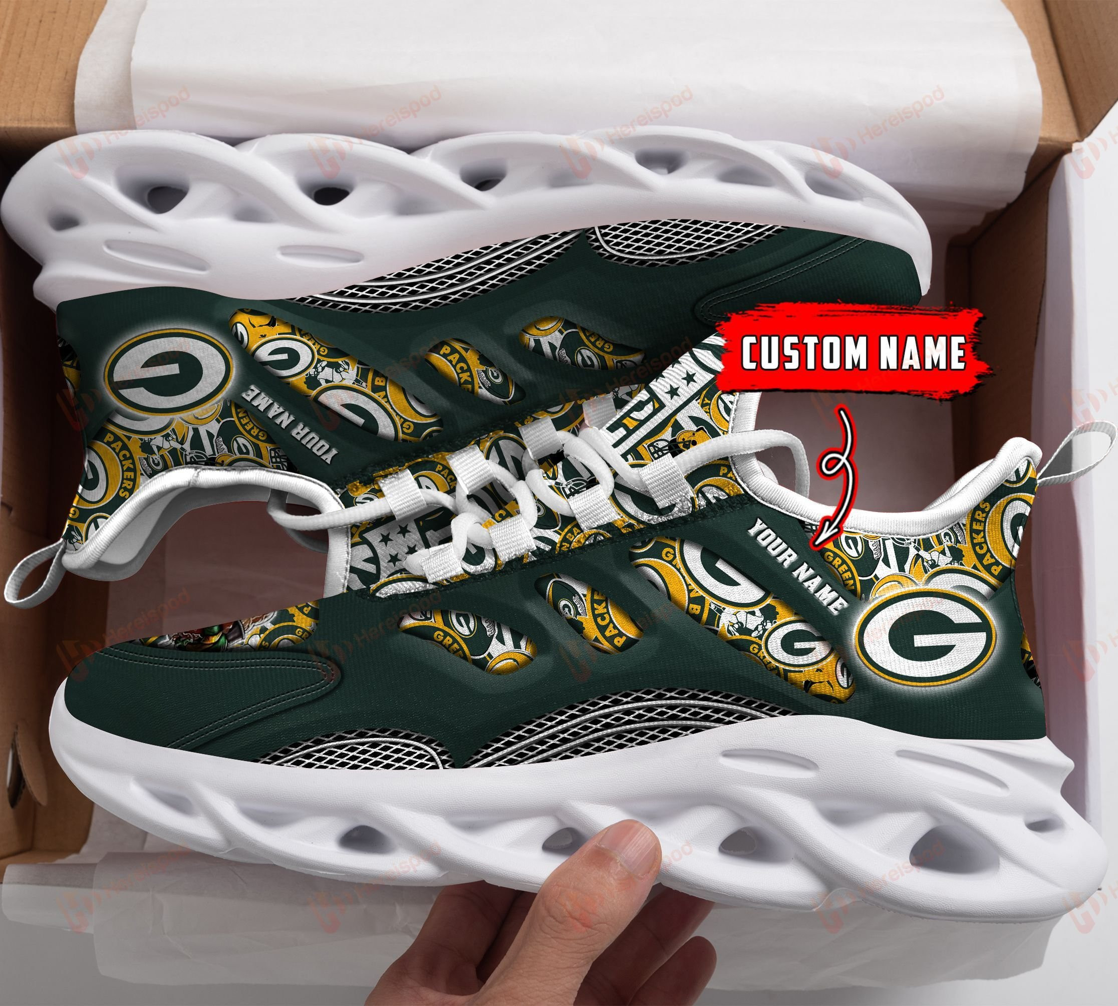 Green Bay Packers NFL Max Soul Shoes Sneakers For Men And Women