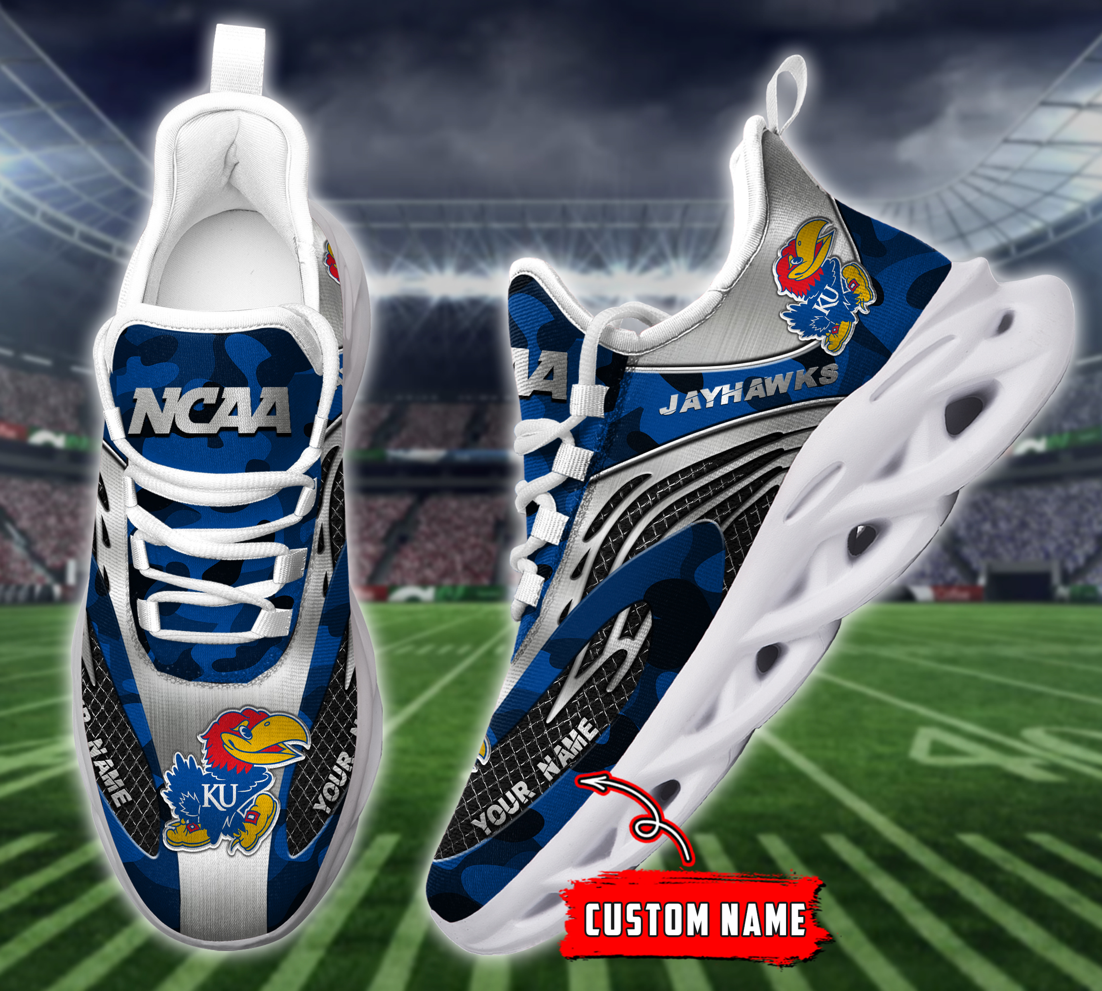 Kansas Jayhawks NCAA Max Soul Shoes Sneakers For Men And Women