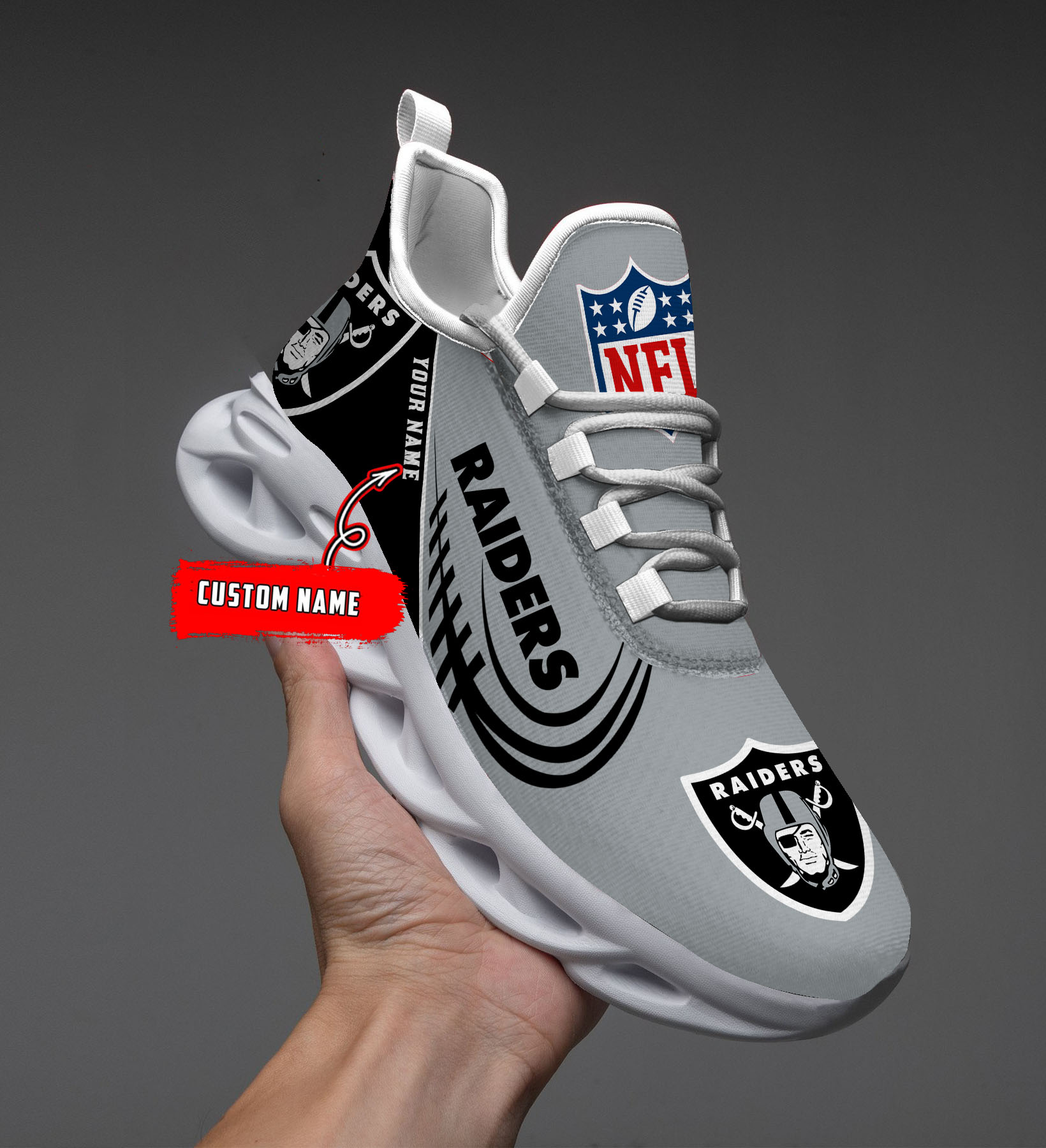 Las Vegas Raiders NFL Max Soul Shoes Sneakers For Men And Women