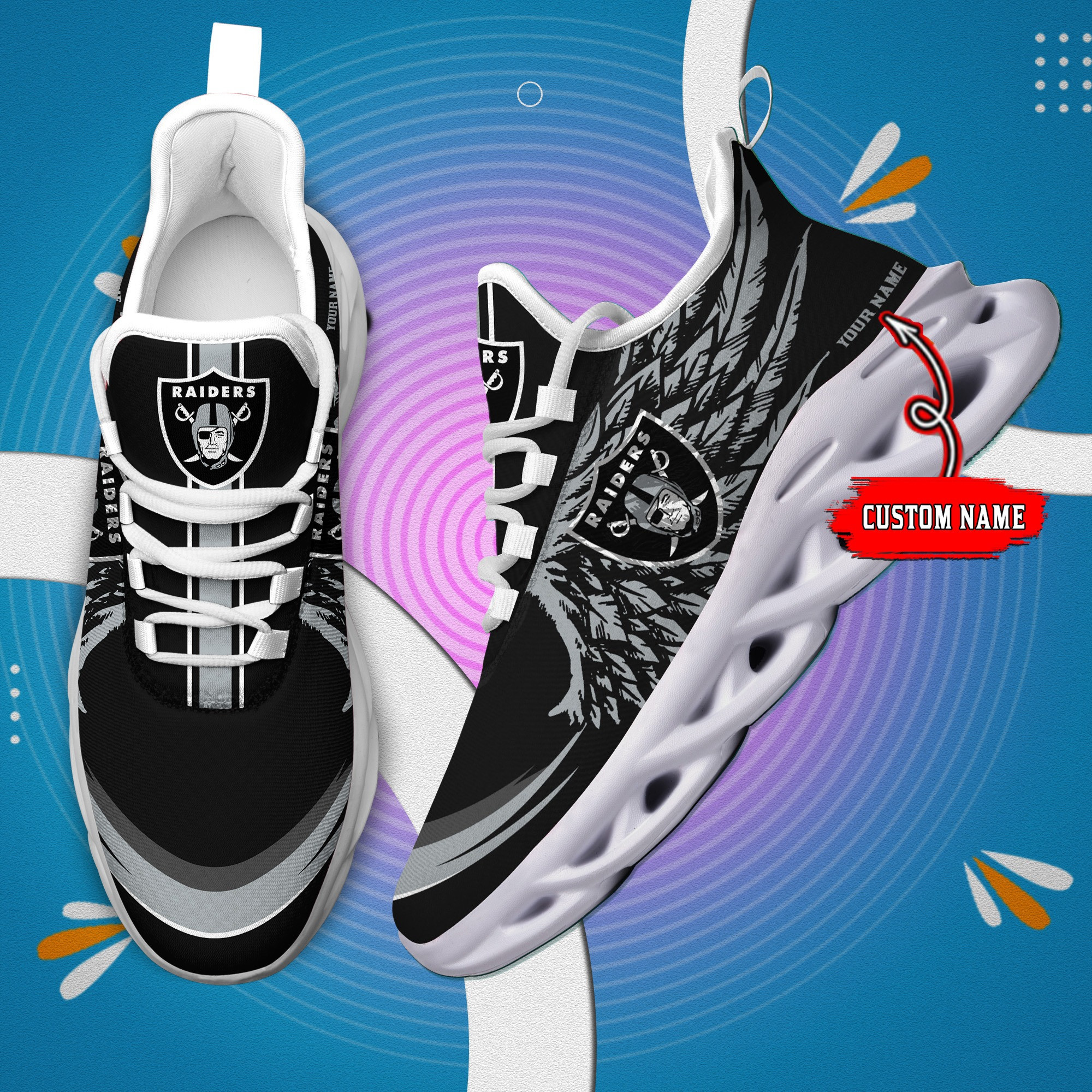 Las Vegas Raiders NFL Max Soul Shoes Sneakers For Men And Women