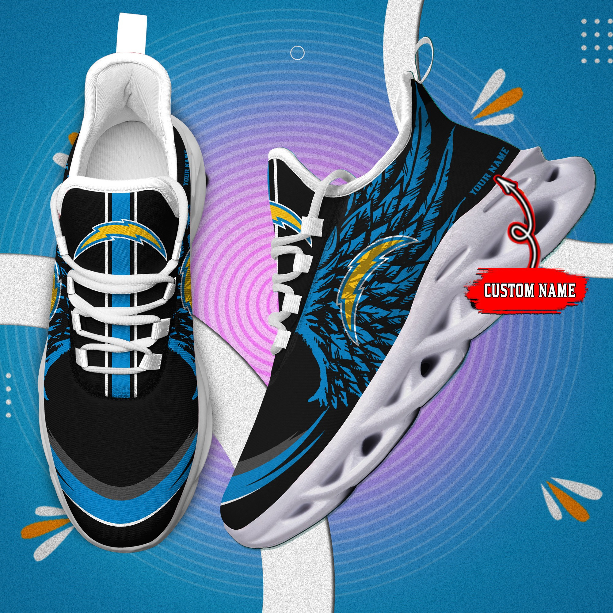 Los Angeles Chargers NFL Max Soul Shoes Sneakers For Men And Women