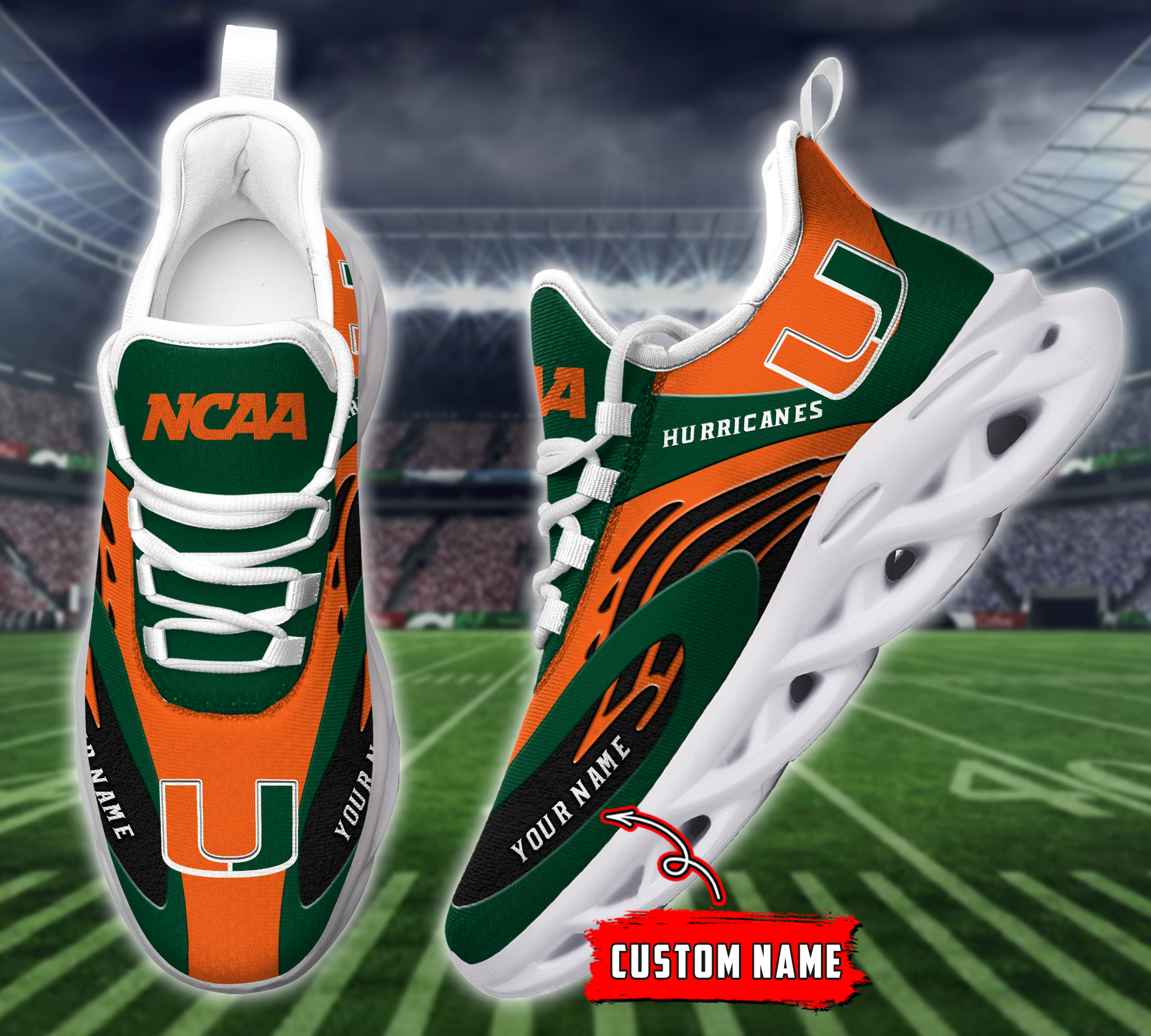 Miami Hurricanes NCAA Max Soul Shoes Sneakers For Men And Women