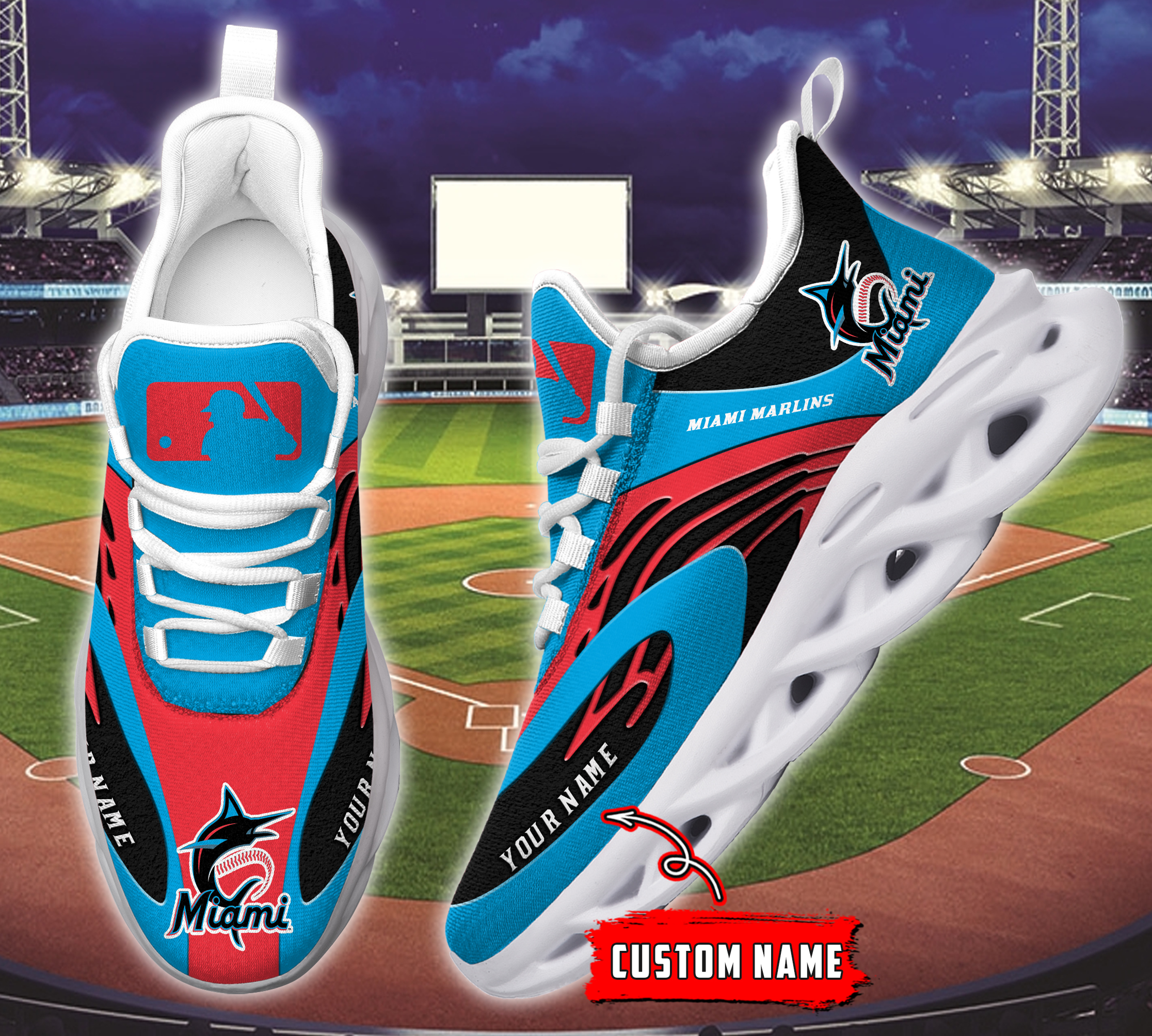 Miami Marlins MLB Max Soul Shoes Sneakers For Men And Women