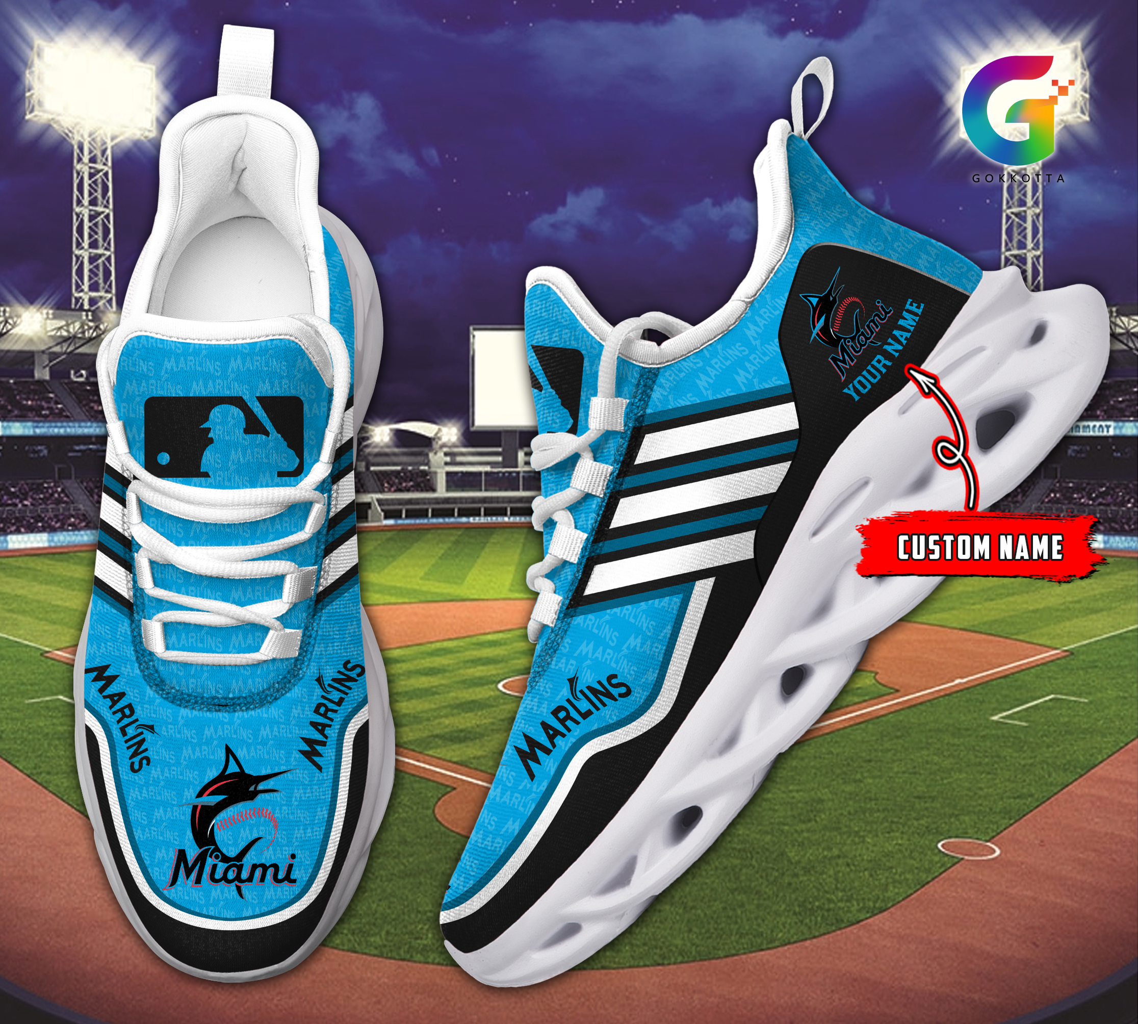 Miami Marlins MLB Max Soul Shoes Sneakers For Men And Women