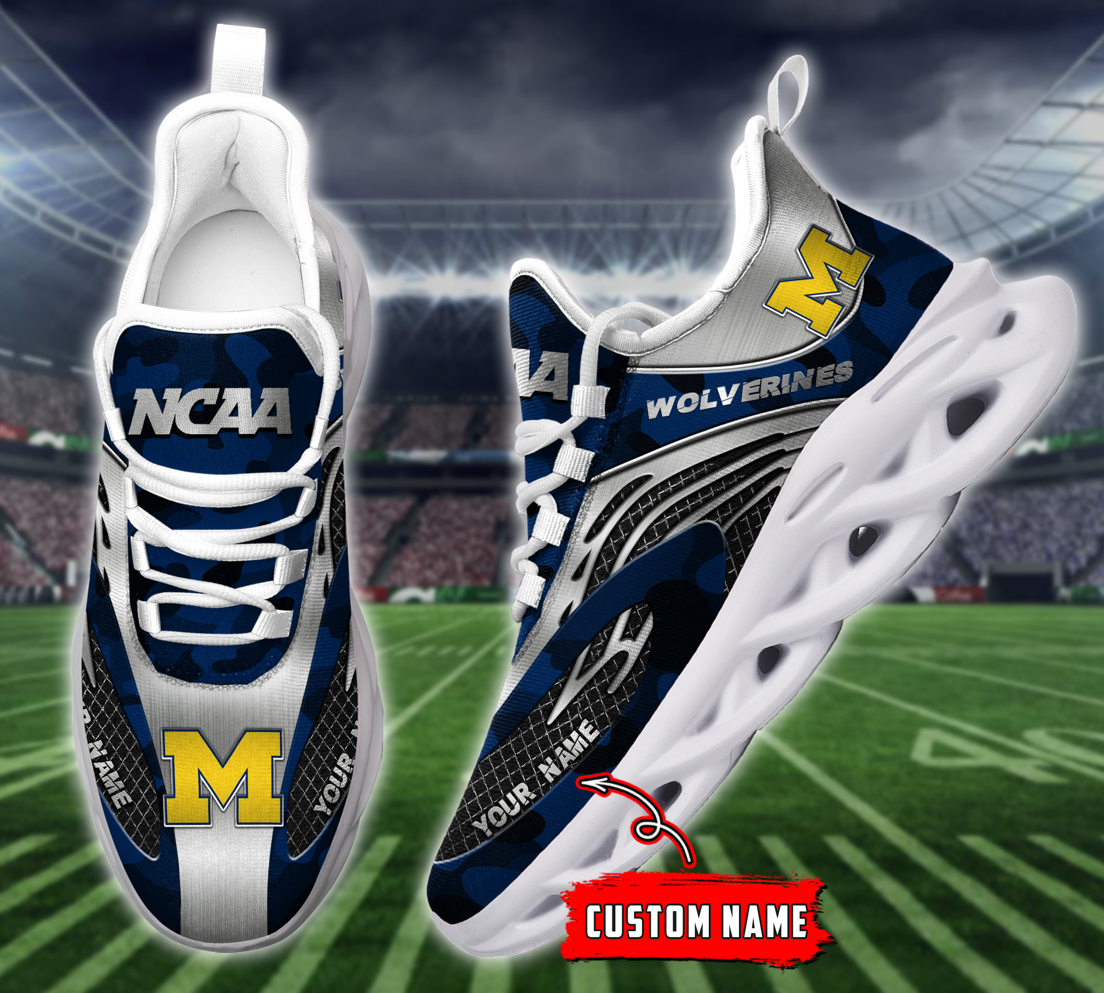 Michigan Wolverines NCAA Max Soul Shoes Sneakers For Men And Women