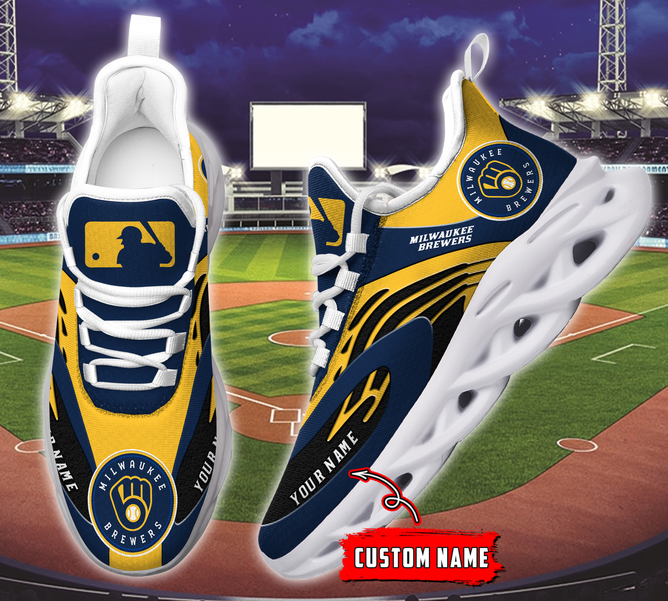 Milwaukee Brewers MLB Max Soul Shoes Sneakers For Men And Women