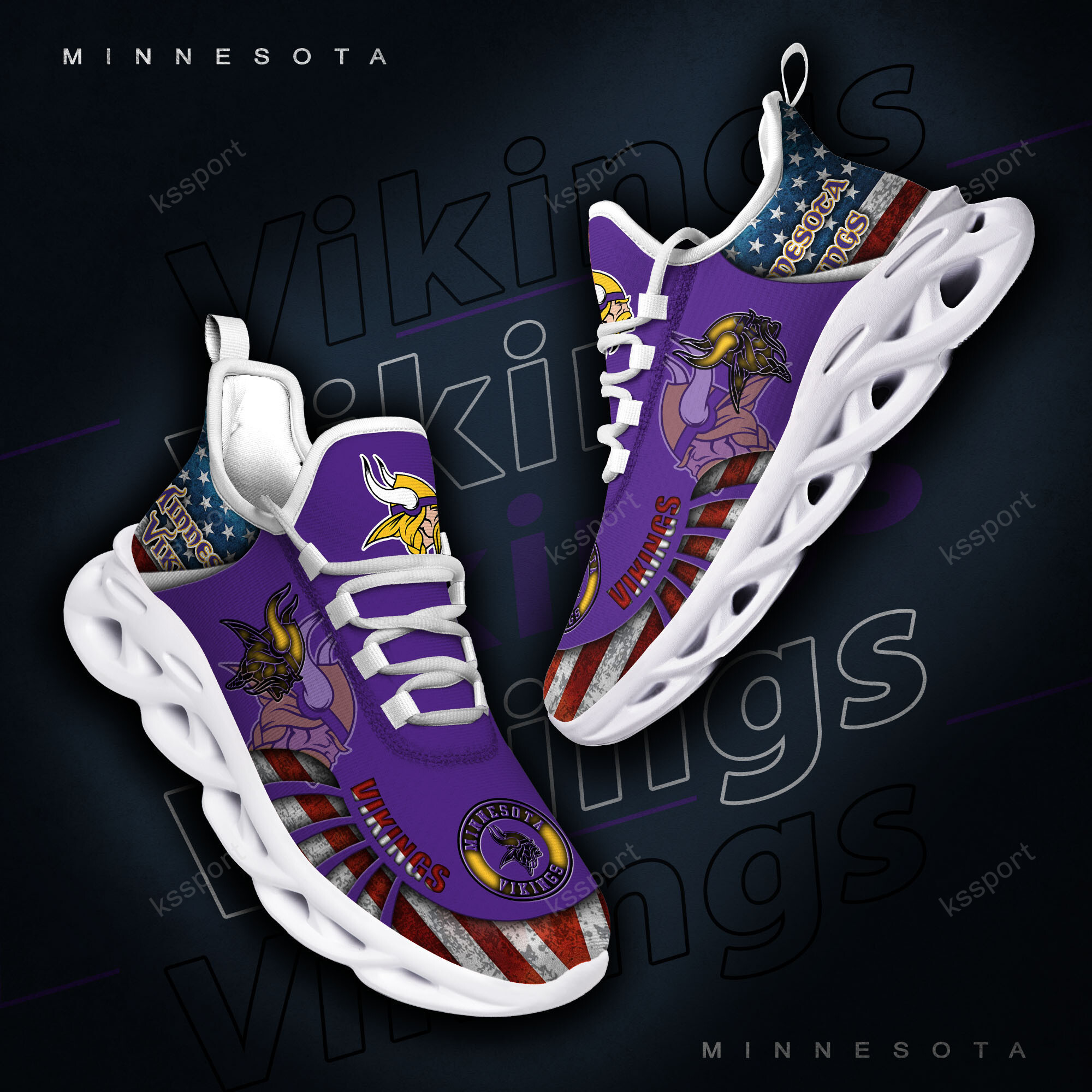 Minnesota Vikings NFL Max Soul Shoes Sneakers For Men And Women