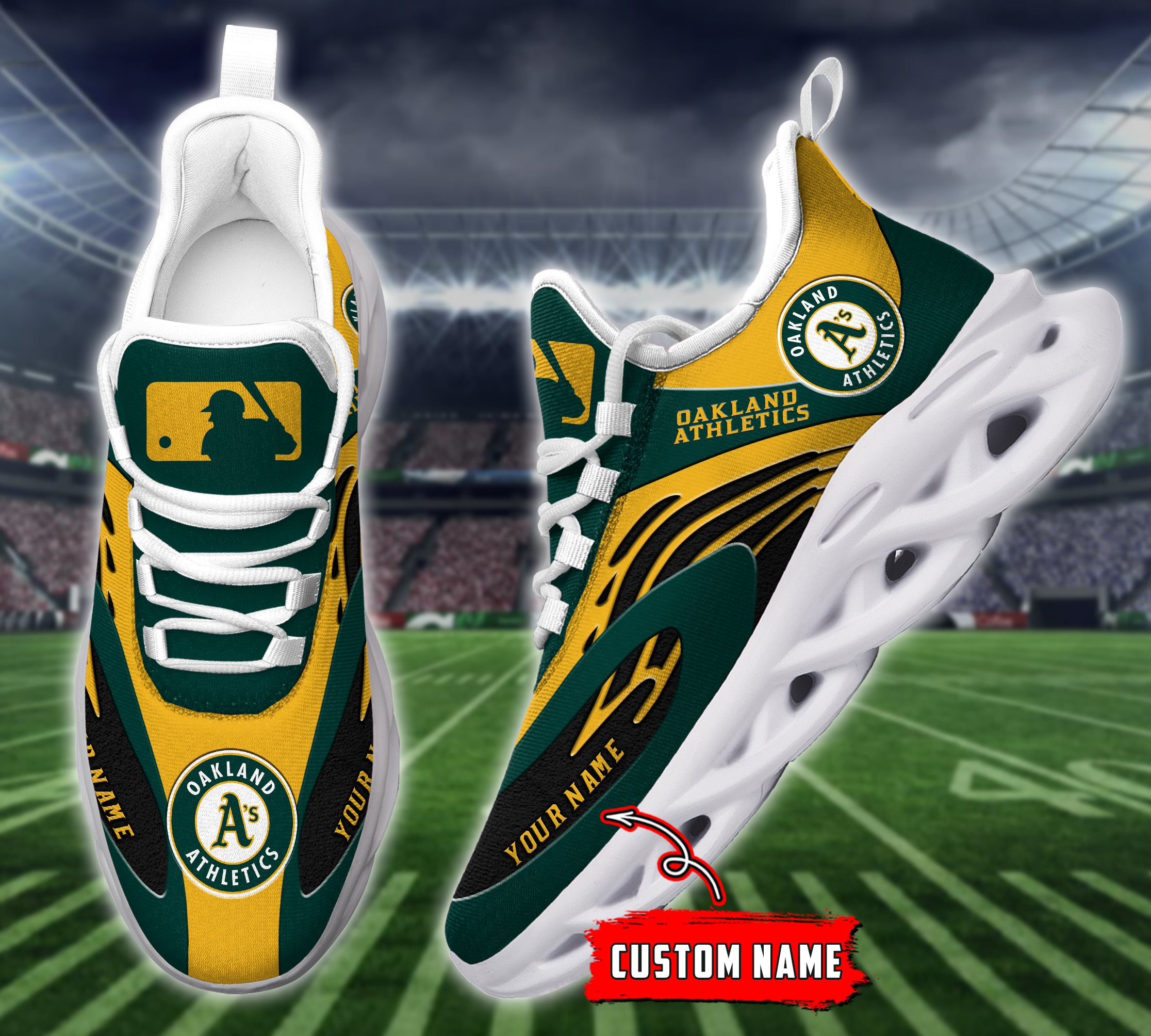Oakland Athletics MLB Max Soul Shoes Sneakers For Men And Women
