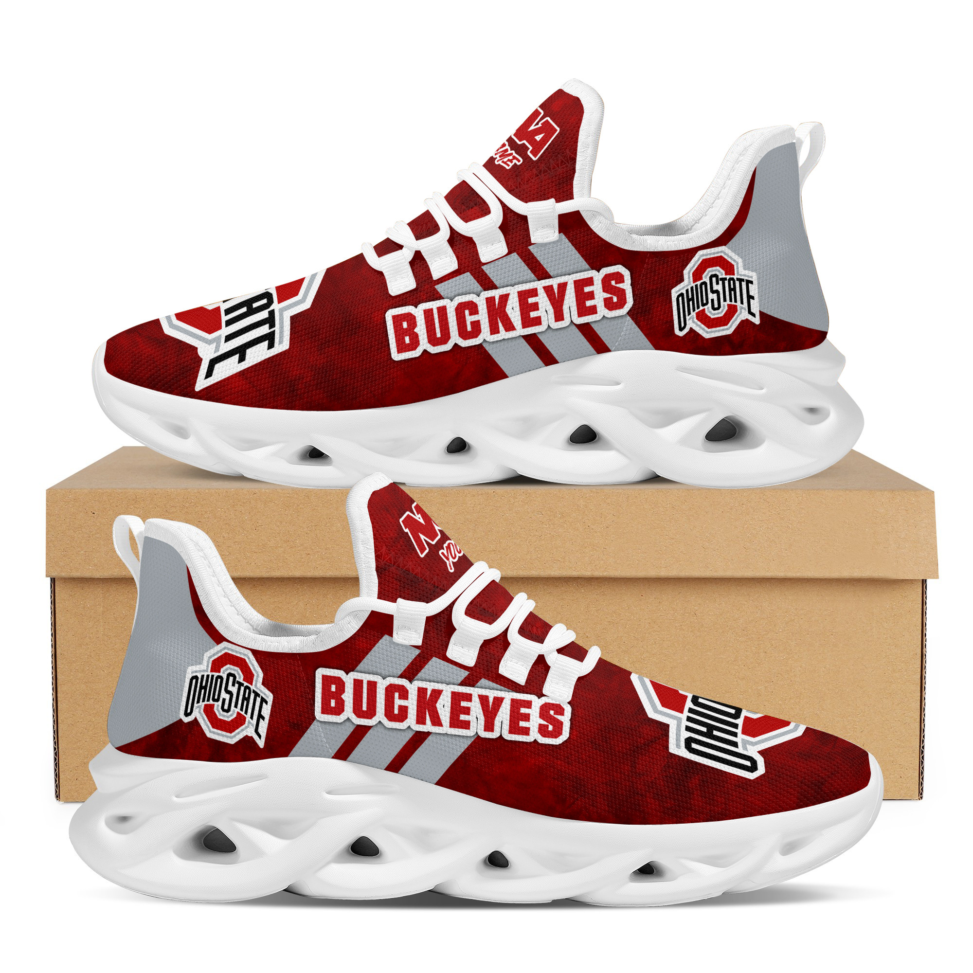 Ohio State Buckeyes Max Soul Shoes Sneakers For Men And Women