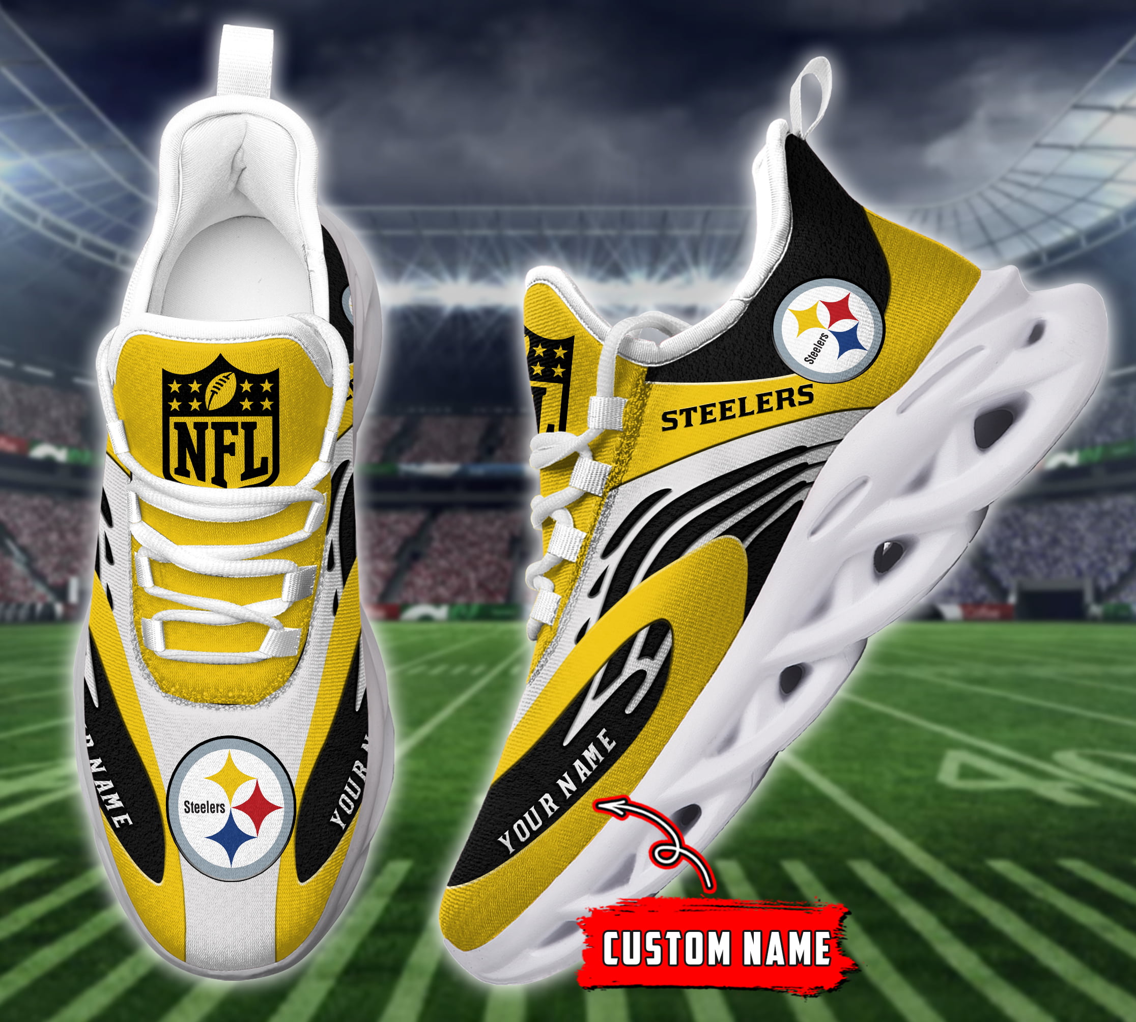 Pittsburgh Steelers NFL Max Soul Shoes Sneakers For Men And Women