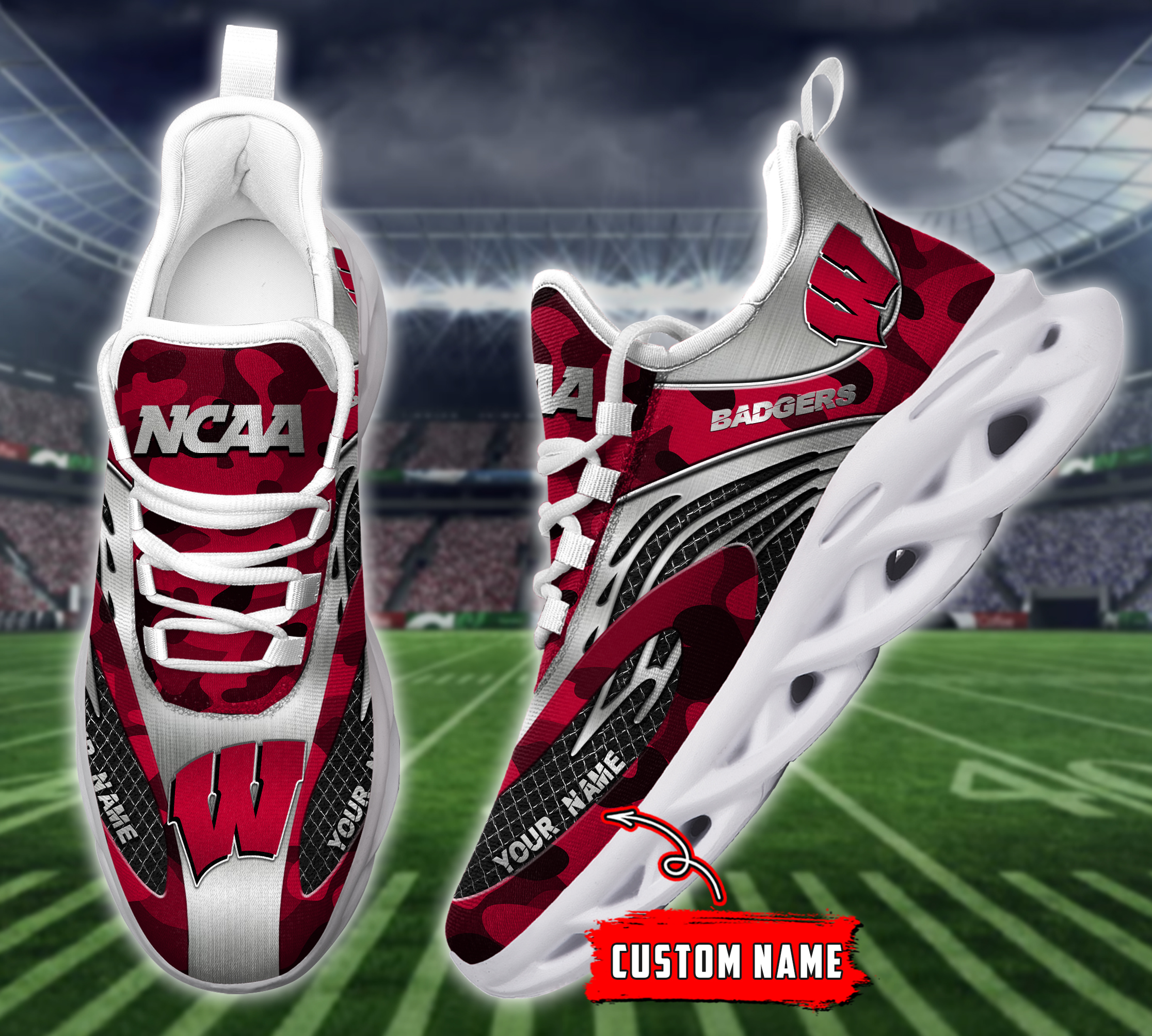 Wisconsin Badgers NCAA Max Soul Shoes Sneakers For Men And Women