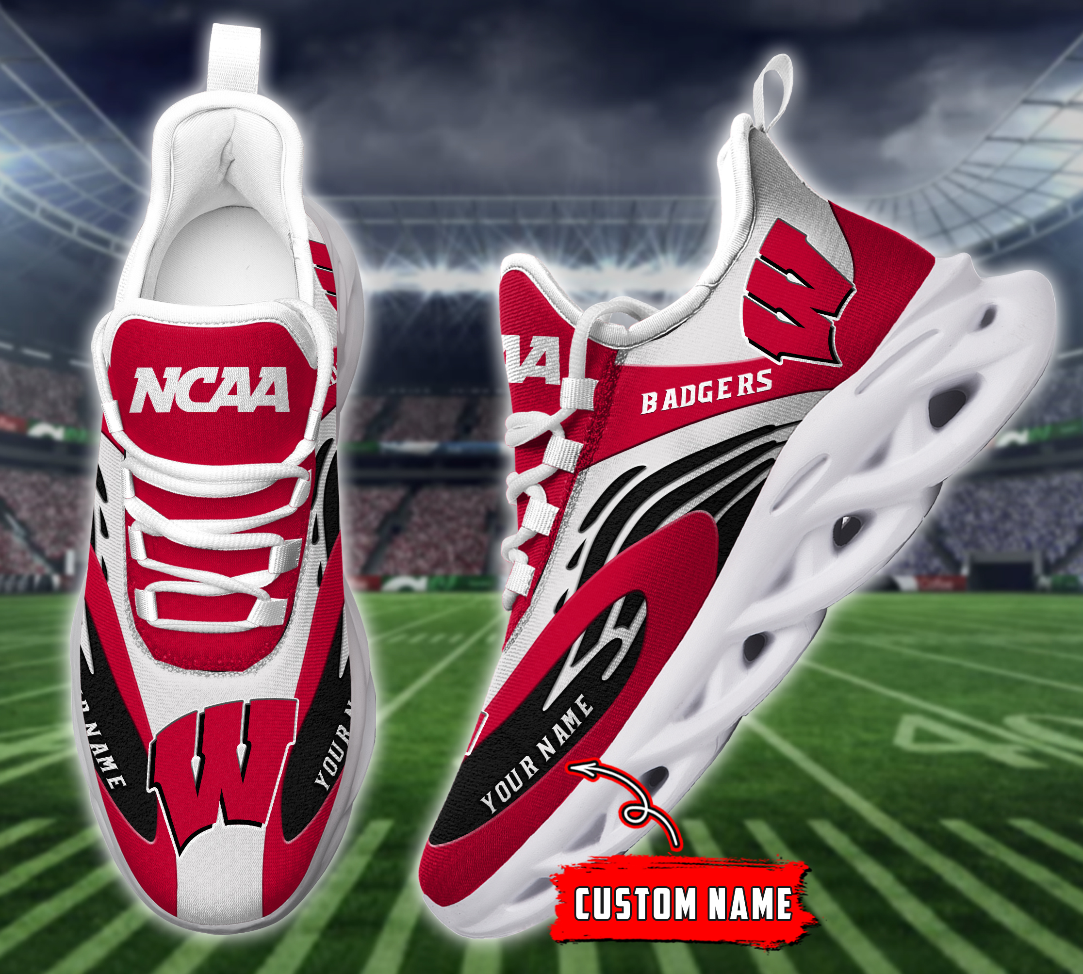 Wisconsin Badgers NCAA Max Soul Shoes Sneakers For Men And Women